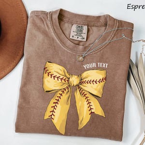 Comfort Colors® Custom Softball Game Day Shirt, Softball Bow Shirt, Softball Fan Shirt, Sports Tee, Womens Softball shirt, Softball Mom Gift image 4
