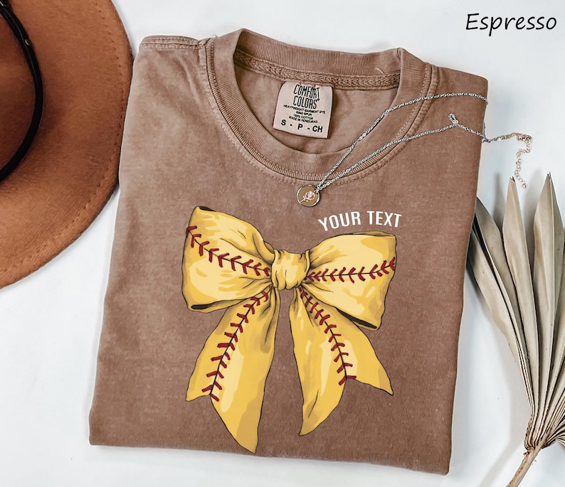 Comfort Colors® Custom Softball Game Day Shirt, Softball Bow Shirt, Softball Fan Shirt, Sports Tee, Womens Softball shirt, Softball Mom Gift image 4