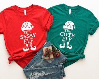 Family Group Christmas Elf Shirts, Sassy Elf Tee, Customize Elf Te, Office Party, Elf Shirt, Cute, Boss, Loud, Cute Christmas Party Costume