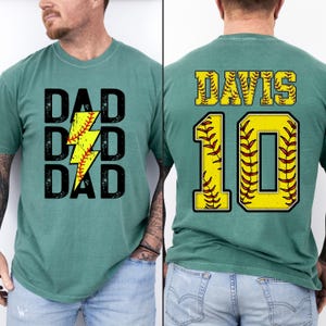 Comfort Colors® Dad Softball Shirt, Fathers Day gift, Custom Softball Game Day Dad Shirt, Softball Fan Dad Team Shirt, Softball Dad Gift