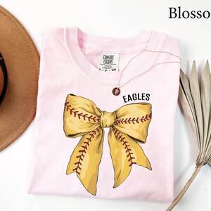 Comfort Colors® Custom Softball Game Day Shirt, Softball Bow Shirt, Softball Fan Shirt, Sports Tee, Womens Softball shirt, Softball Mom Gift image 7