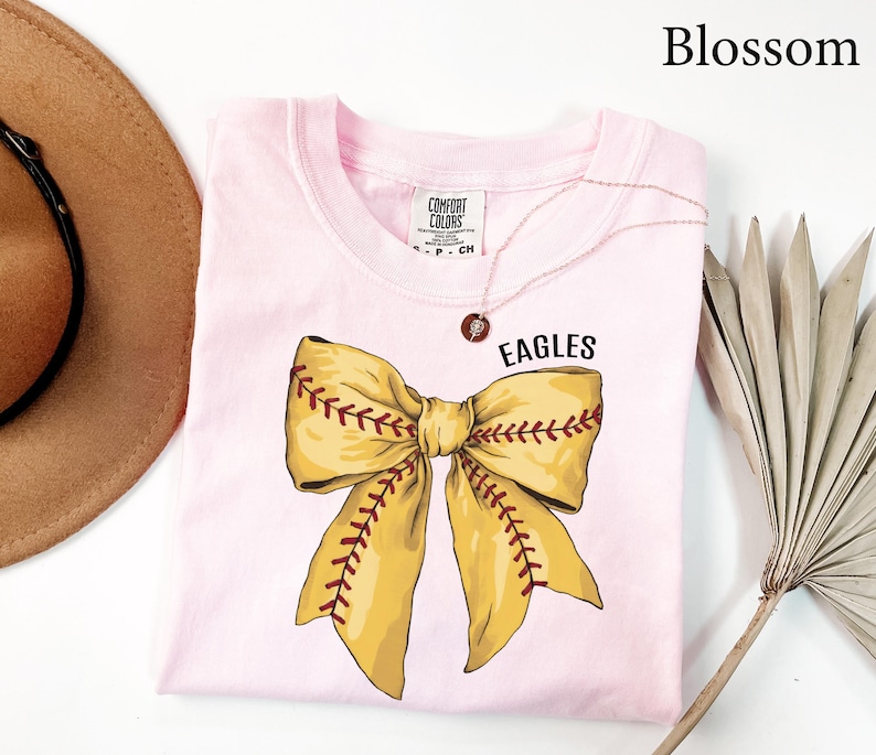 Comfort Colors® Custom Softball Game Day Shirt, Softball Bow Shirt, Softball Fan Shirt, Sports Tee, Womens Softball shirt, Softball Mom Gift image 7