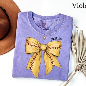 Comfort Colors® Custom Softball Game Day Shirt, Softball Bow Shirt, Softball Fan Shirt, Sports Tee, Womens Softball shirt, Softball Mom Gift image 6
