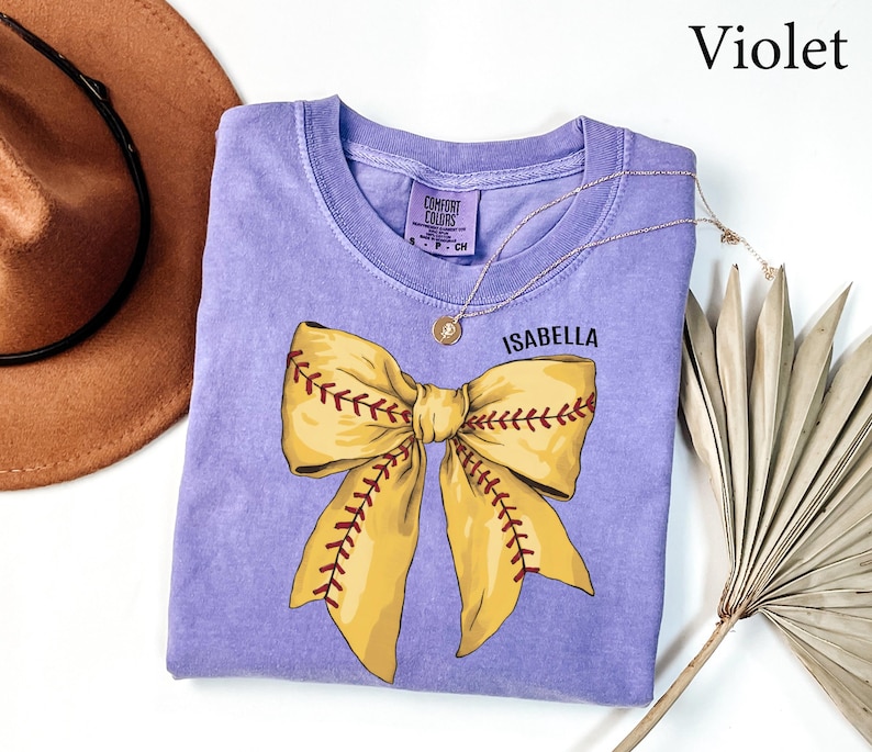 Comfort Colors® Custom Softball Game Day Shirt, Softball Bow Shirt, Softball Fan Shirt, Sports Tee, Womens Softball shirt, Softball Mom Gift image 6