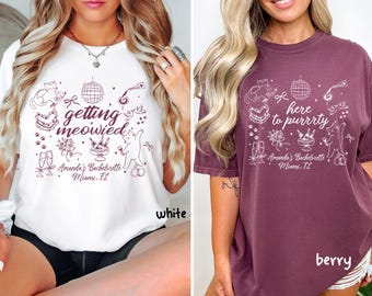Custom Bachelorette Party Shirts, Cat Theme Bachelorette Shirt, Getting Meowied Shirts, Bachelorette Gift, Bridesmaid Gift, Bach Club Shirt