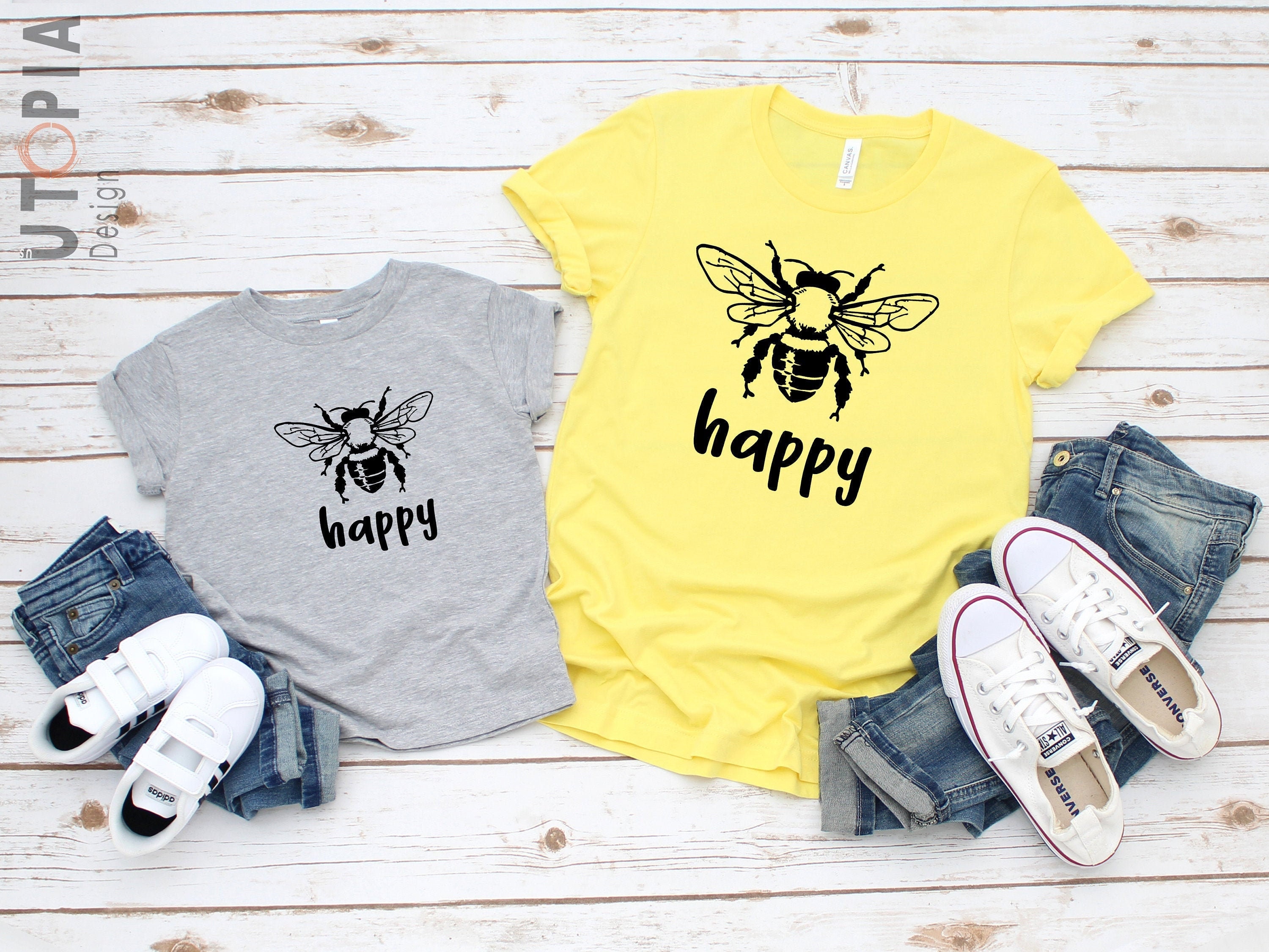 Bee Happy T-Shirt Custom Shirt Be Happy Bee shirt Happy | Etsy