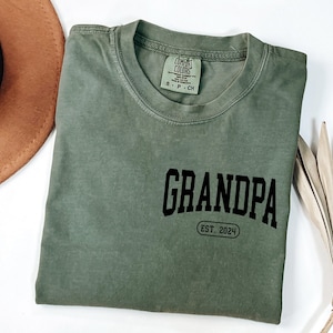 Comfort Colors® Grandpa EST Shirt, Pocket Grandpa Shirt, Fathers day Shirt, Custom Grandpa Shirt , Grandpa Gift, Fathers Shirt, Dad Shirt