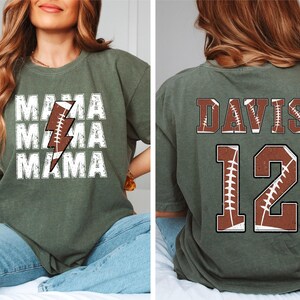 Comfort Colors® Football Mama Shirt, Game days shirt, Custom Football Mom Shirt, Football Mom Tee, Game Day Shirt Football Season, Sport Mom image 2