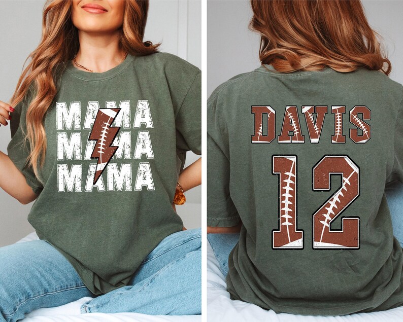 Comfort Colors® Football Mama Shirt, Game days shirt, Custom Football Mom Shirt, Football Mom Tee, Game Day Shirt Football Season, Sport Mom image 2