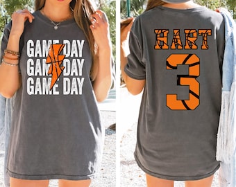 Comfort Colors® Basketball Shirt, Game Day Shirt, Personalized Basketball shirt, Custom Basketball Shirt with Number & Name Basketball Gift