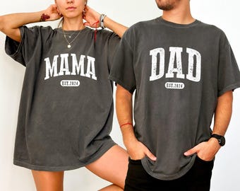 Comfort Colors® Mama And Dad Shirt, New Dad Shirt, Gift for New Mom, Pregnancy Announcement Shirts, Mothers day gift, Mama To Be, Dad To Be