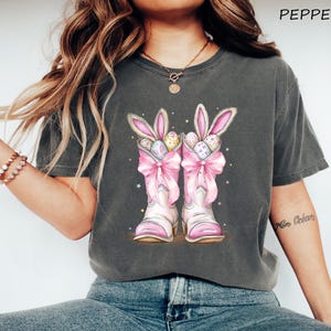 Comfort Colors® Howdy Easter Shirt, Funny Western Easter Shirt, Happy Easter Shirt, Cowgirls Easter Shirt, Cute Boots Easter Coquette Shirt image 2