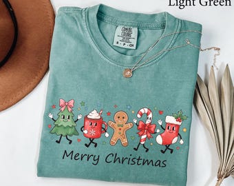 Comfort Colors® Merry Christmas Shirt, Christmas Vibes Sweatshirt, Merry And Bright, Family Christmas gift, Womens Christmas, Holiday Shirt