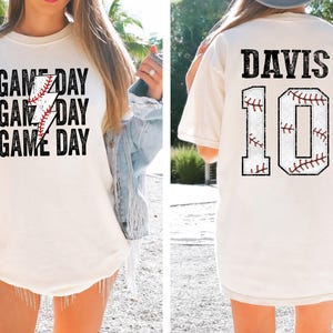 Camiseta de béisbol Comfort Colors® para el día del partido, camiseta de béisbol personalizada, camiseta de equipo de béisbol personalizada, camiseta de regalo de béisbol, camiseta para aficionados al béisbol