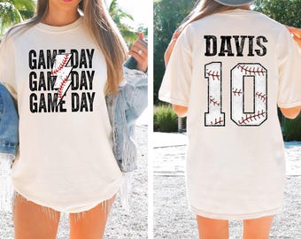 Comfort Colors® Game Day Baseball Shirt, Custom Baseball Shirt, Personalized Baseball Team Shirt, Baseball Gift Tee, Baseball Fan Shirt