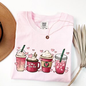 Comfort Colors® Valentines Day Coffee Lover Shirt, Coffee Valentine Shirt, Coffee Shirt, Cute Iced Coffee Latte Shirt, Valentine's Day Shirt image 1