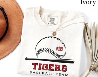 Comfort Colors® Custom Baseball Shirt, Baseball Team Shirt, Personalized Baseball Team Shirt, School Mascot Shirt, Baseball Fan Shirt