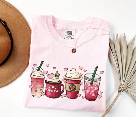 Comfort Colors® Valentines Day Coffee Lover Shirt, Coffee Valentine Shirt, Coffee Shirt, Cute Iced Coffee Latte Shirt, Valentine's Day Shirt