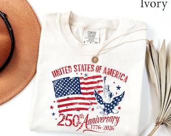 Comfort Colors, America 250th Anniversary Shirt, Patriotic Eagle Tee, Distressed 4th Of July Shirt, American Flag Shirt, Patriotic Gifts