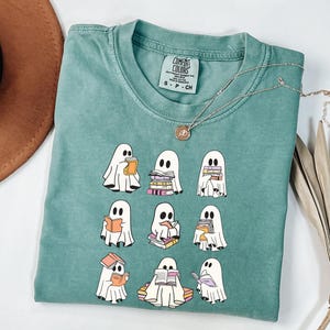 Comfort Colors® Ghost Reading Books Shirt, Bookish Halloween Shirt, Halloween Ghost Shirt, Books Lover Shirt, Womens Fall Tee, Spooky Season