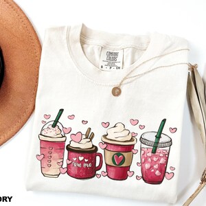 Comfort Colors® Valentines Day Coffee Lover Shirt, Coffee Valentine Shirt, Coffee Shirt, Cute Iced Coffee Latte Shirt, Valentine's Day Shirt image 3