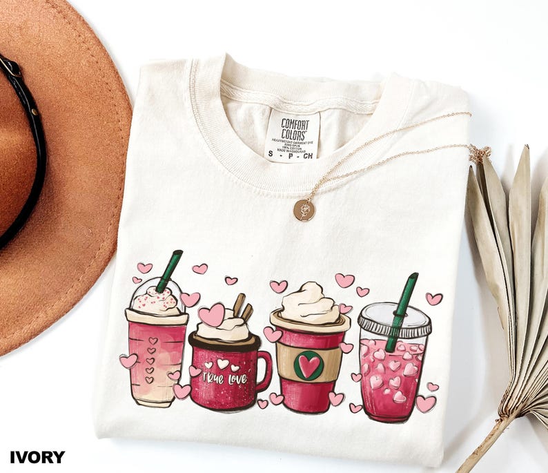 Comfort Colors® Valentines Day Coffee Lover Shirt, Coffee Valentine Shirt, Coffee Shirt, Cute Iced Coffee Latte Shirt, Valentine's Day Shirt image 3