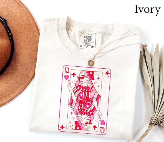 Comfort Colors®  Queen of Hearts Shirt, Womens Valentines Day Shirt, Queen Playing Card Shirt, Deck of card Shirt, Funny Valentines Day Gift