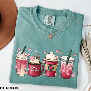 Comfort Colors® Valentines Day Coffee Lover Shirt, Coffee Valentine Shirt, Coffee Shirt, Cute Iced Coffee Latte Shirt, Valentine's Day Shirt image 5