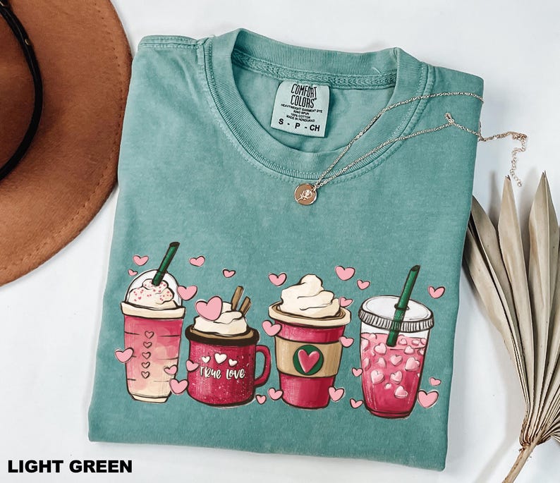 Comfort Colors® Valentines Day Coffee Lover Shirt, Coffee Valentine Shirt, Coffee Shirt, Cute Iced Coffee Latte Shirt, Valentine's Day Shirt image 5