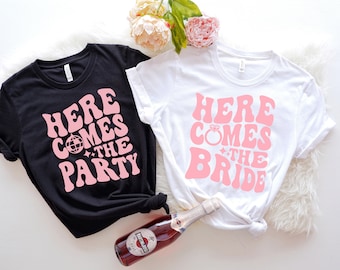 Retro Disco Bachelorette Party Shirts, Bridesmaid Group Shirt, Here Comes The Party Bride Tee, Wedding Party Group Shirt, Bride Party Shirt