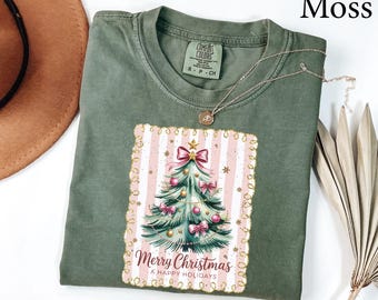 Comfort Colors® Christmas Tree Shirt, Merry Christmas Shirt, Cute Christmas Vibes Sweatshirt, Womens Christmas Gift, Trendy Holiday Gifts