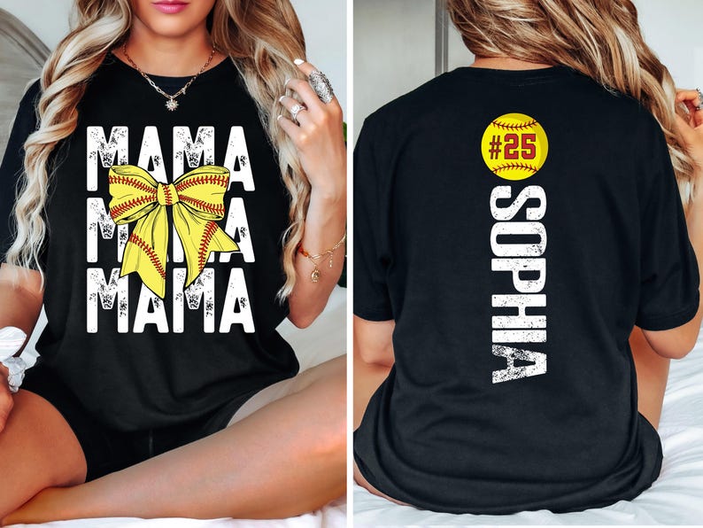 Comfort Colors® Softball Mama Shirt, Softball Shirt, Softball Team, Mother's day shirt, Women's softball shirt, Personalized Softball Gifts image 3