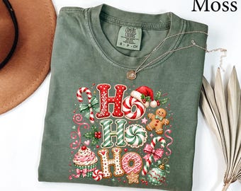 Comfort Colors® Ho Ho Ho Christmas Shirt, Santa Merry Christmas Shirt, Funny Christmas Gift, Womens Christmas Shirt, Family Christmas Gift