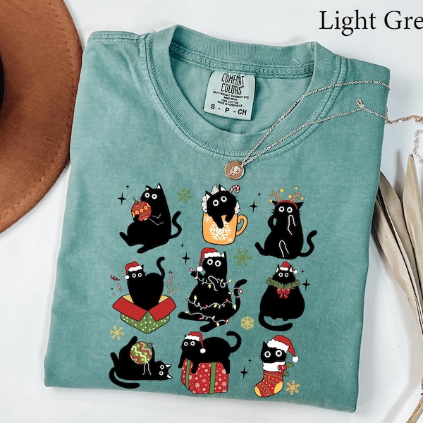 Comfort Colors® Christmas Cats Shirt, Funny Christmas Cats shirt, Cat Lover Gift, Womens Christmas shirt, Christmas gift for cat owners