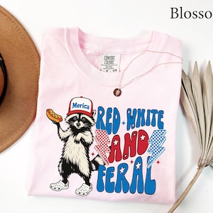 Comfort Colors® Red White and Feral Shirt, Patriotic Funny Raccoon Shirt, 4th of July Shirt, Hotdog Shirt, Funny USA Shirt, Merica Shirt image 6