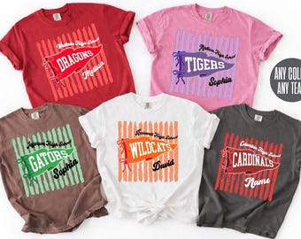 Comfort Colors® Custom School Mascot Shirt, School Spirit Shirt, Preppy Game Day Shirt, Stripe Pennant Flag Mascot Shirt, Back To School Tee