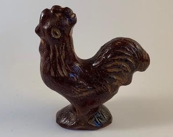 Early Ned Foltz redware rooster figure