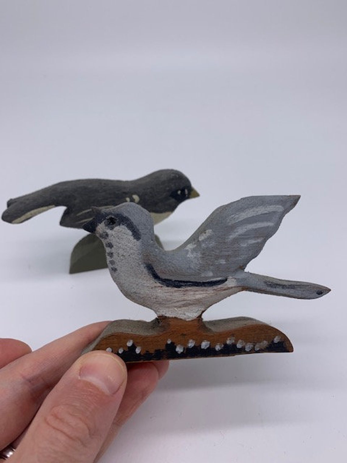 Pair of Folk Art Carved Birds Etsy UK