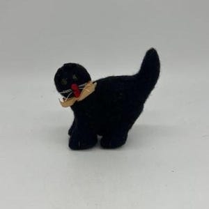 Vintage Black Wool Cat Figure