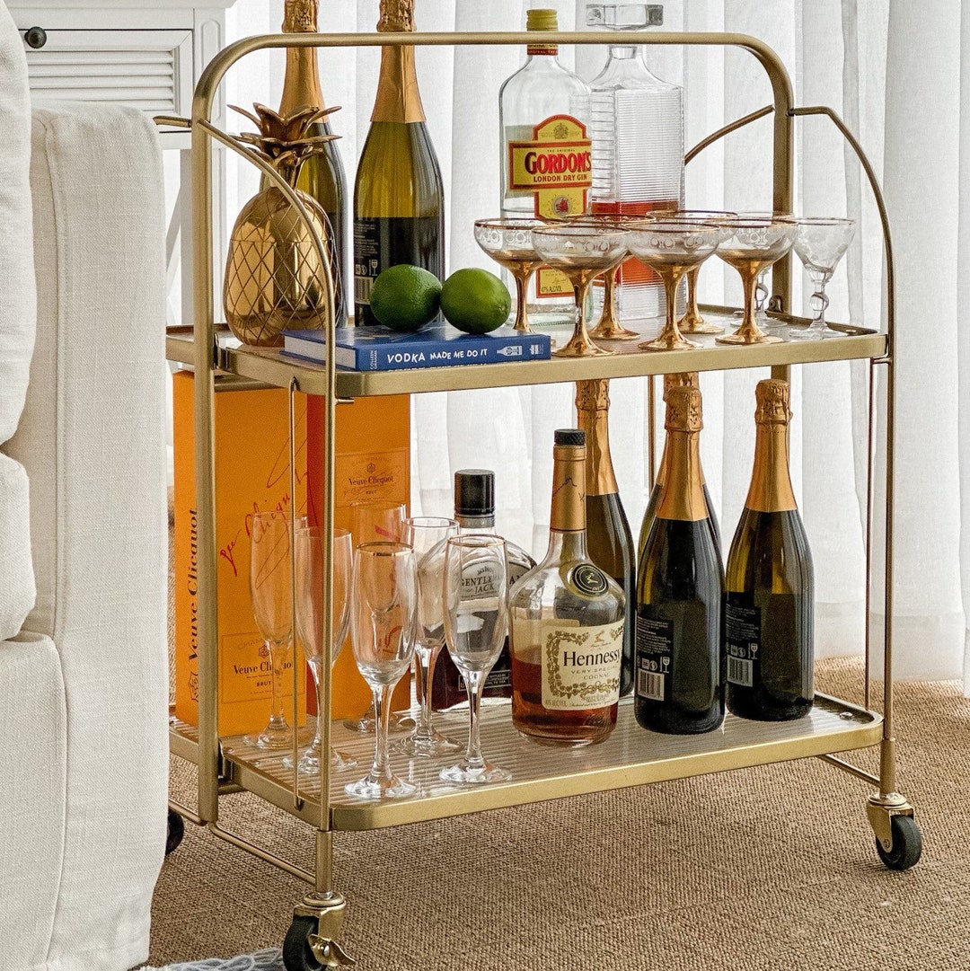 Bar cart with glass rack hot sale