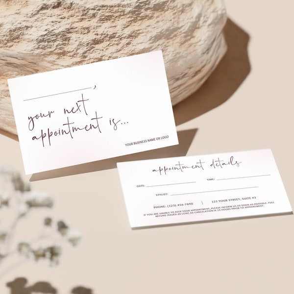Customizable Appointment Reminder Card for Beauty Salons • DIY Editable Canva Template