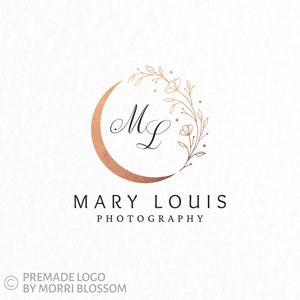 Premade Logo • Rose Gold Logo • Botanical Moon Logo • Celestial Logo • Crescent Moon Logo • Beauty Logo • Elegant Logo • Branding Packages