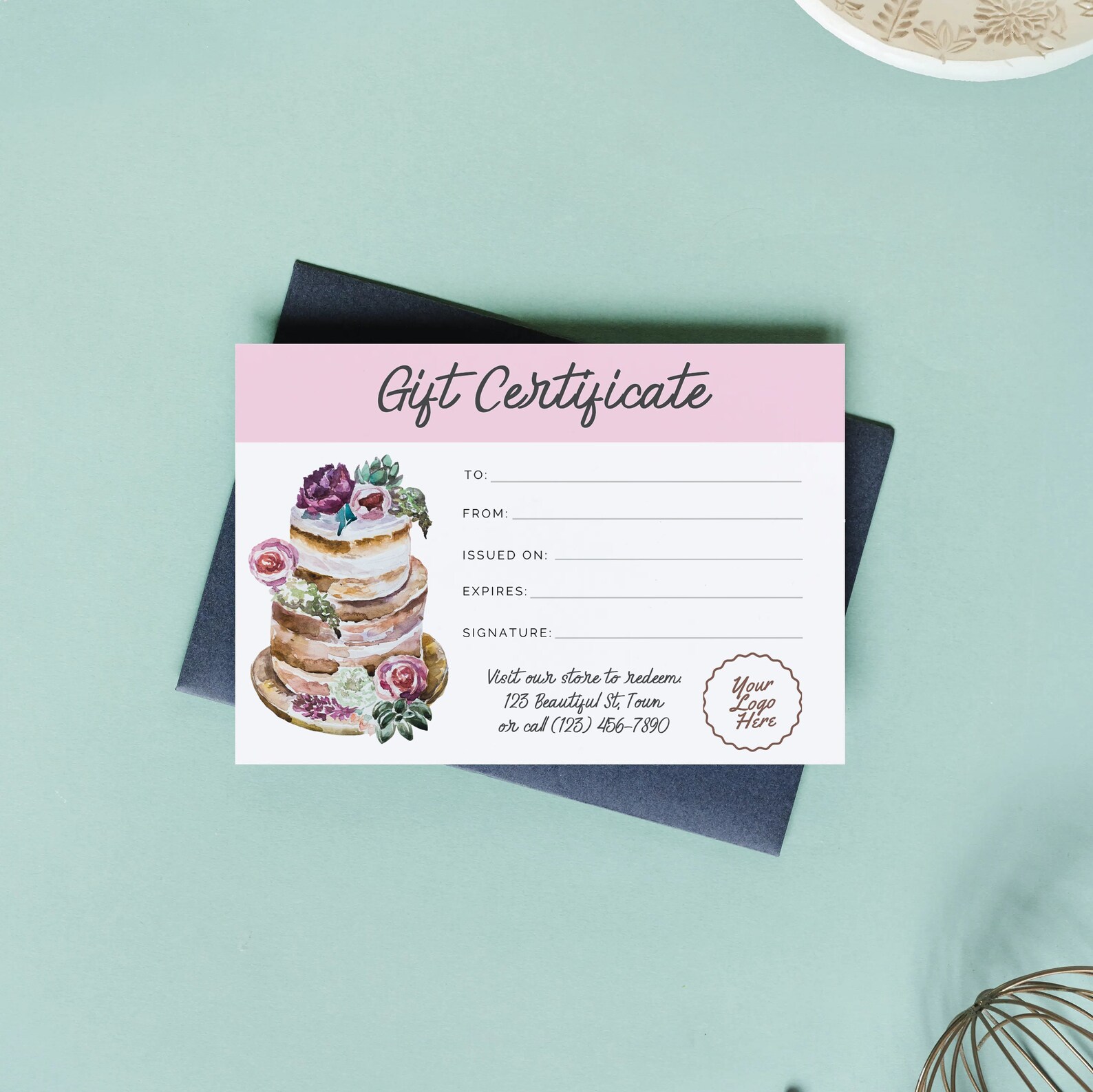 Gift Certificate / Gift Card / Wedding Cake Bakery Voucher for Etsy