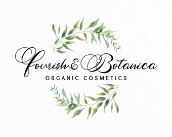 Premade Logo • Foliage Green Frame Logo • Wreath Logo • Leaf Logo • Minimal Logo • Gardening Logo • Watercolor Design • Branding Packages