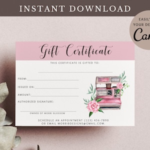 Gift Certificate • Photography Gift Card • Canva Template • Photo Shoot Voucher • Photo Session Card • Watercolor Camera • Customizable