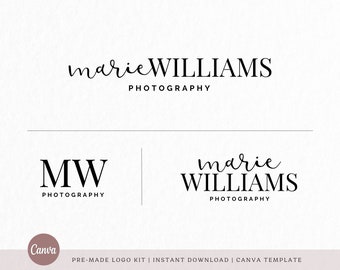 Instant Download • Premade Watermark Logo • Customizable Elegant Logo • Text-Only Signature DIY Logo • Photography Logo • Minimal & Modern