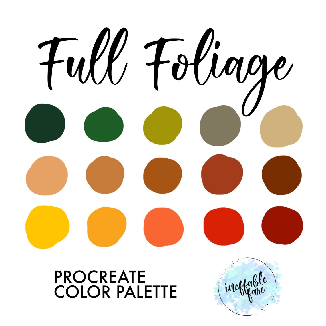 Full Foliage Procreate Color Palette Fall Color Swatches | Etsy
