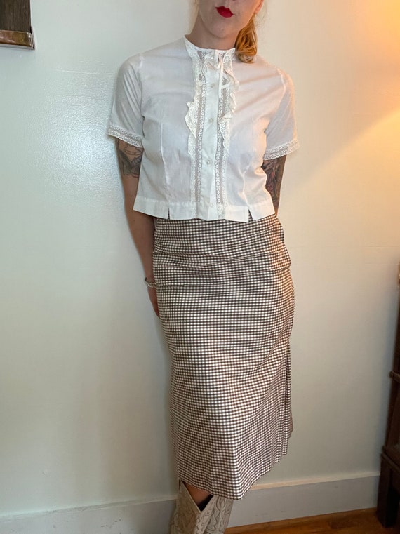 1960s Gingham Plaid Wiggle skirt