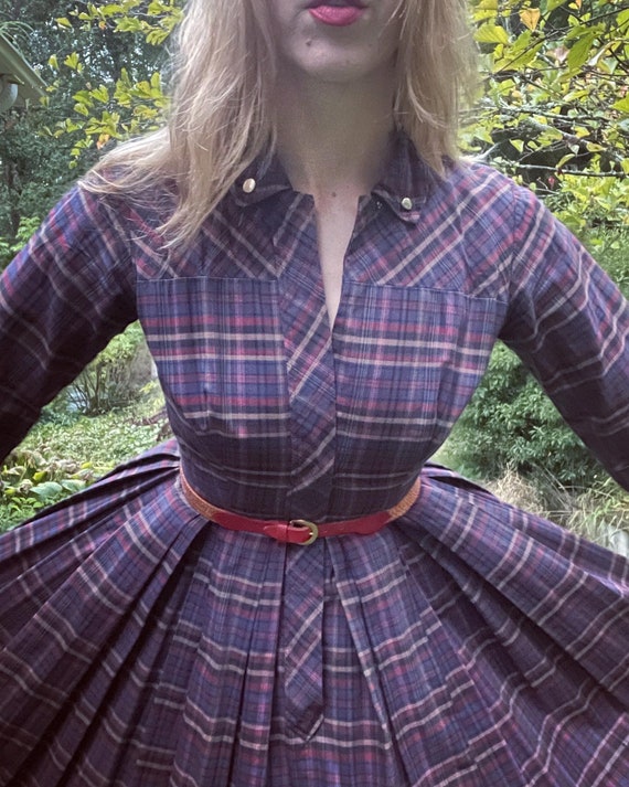 1950s Plaid Shirtwaist - image 7