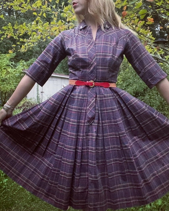 1950s Plaid Shirtwaist